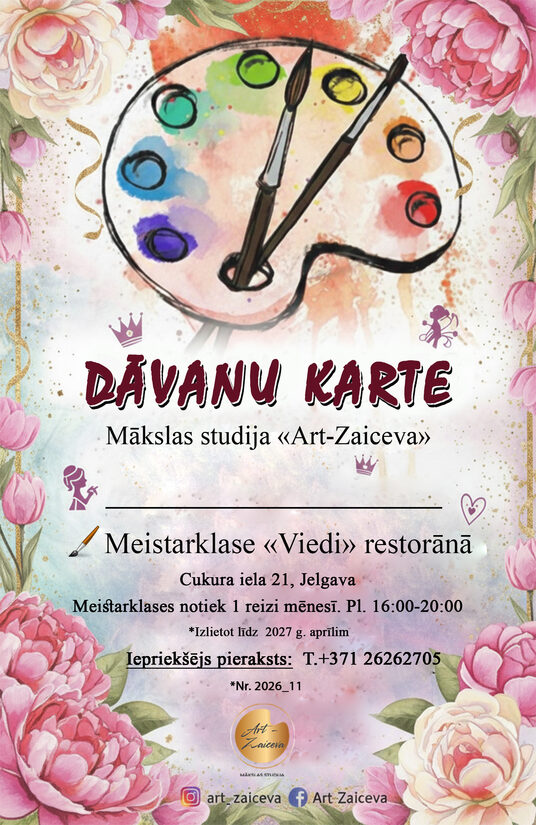 Dāvanu karte ar ziediem Meistarklase "VIEDI" restorānā