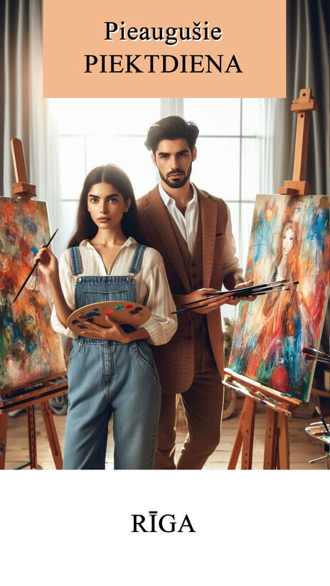 PIEAUGUŠO mākslas nodarbība PIEKTDIENA plkst. 19.00-21.00 (AR STUDIJAS KRĀSĀM)